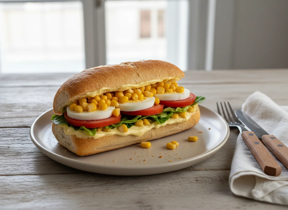 Sanduíche de pão francês recheado photo