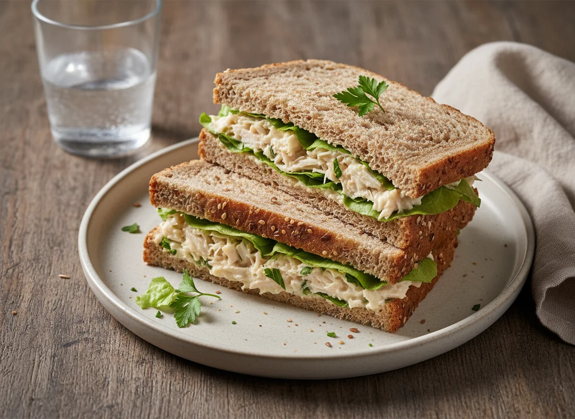 Sanduíche de pão integral com recheio cremoso photo