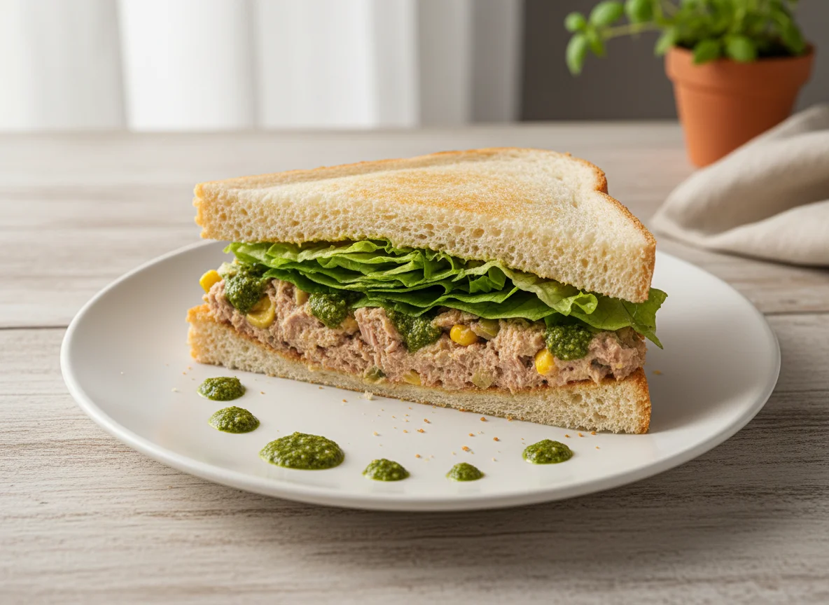 Sanduíche de pasta de atum e vegetais photo