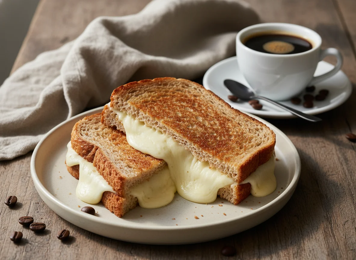 Sanduíche de queijo quente com café photo