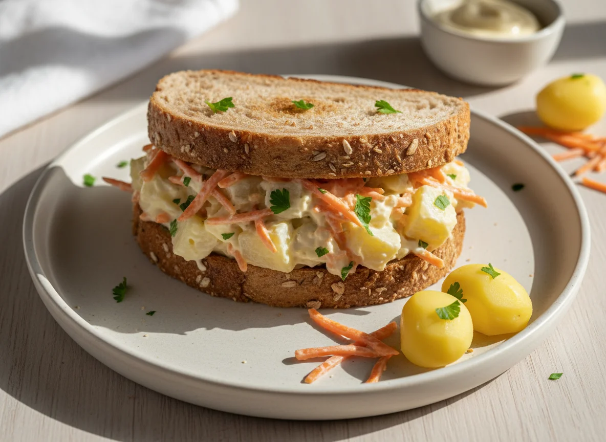 Sanduíche de salada de batata e cenoura photo