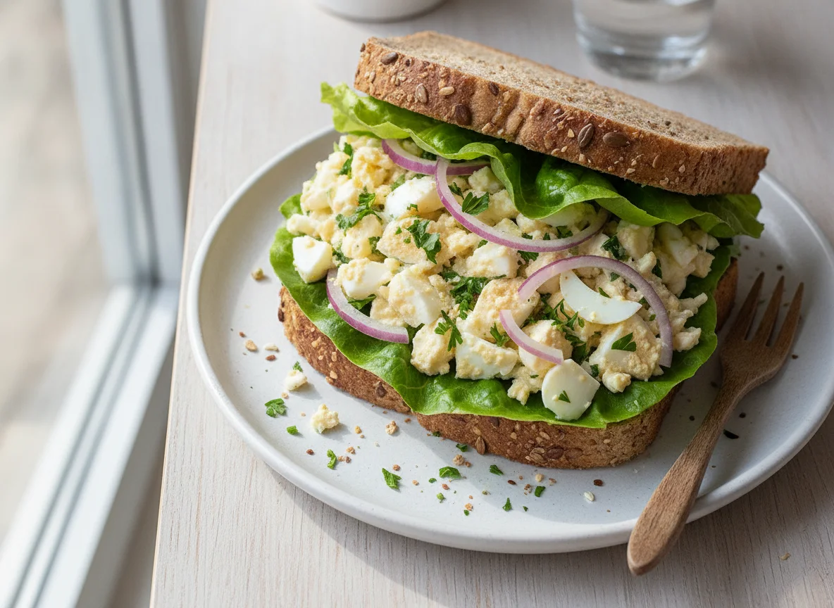 Sanduíche de salada de ovo com pão integral photo