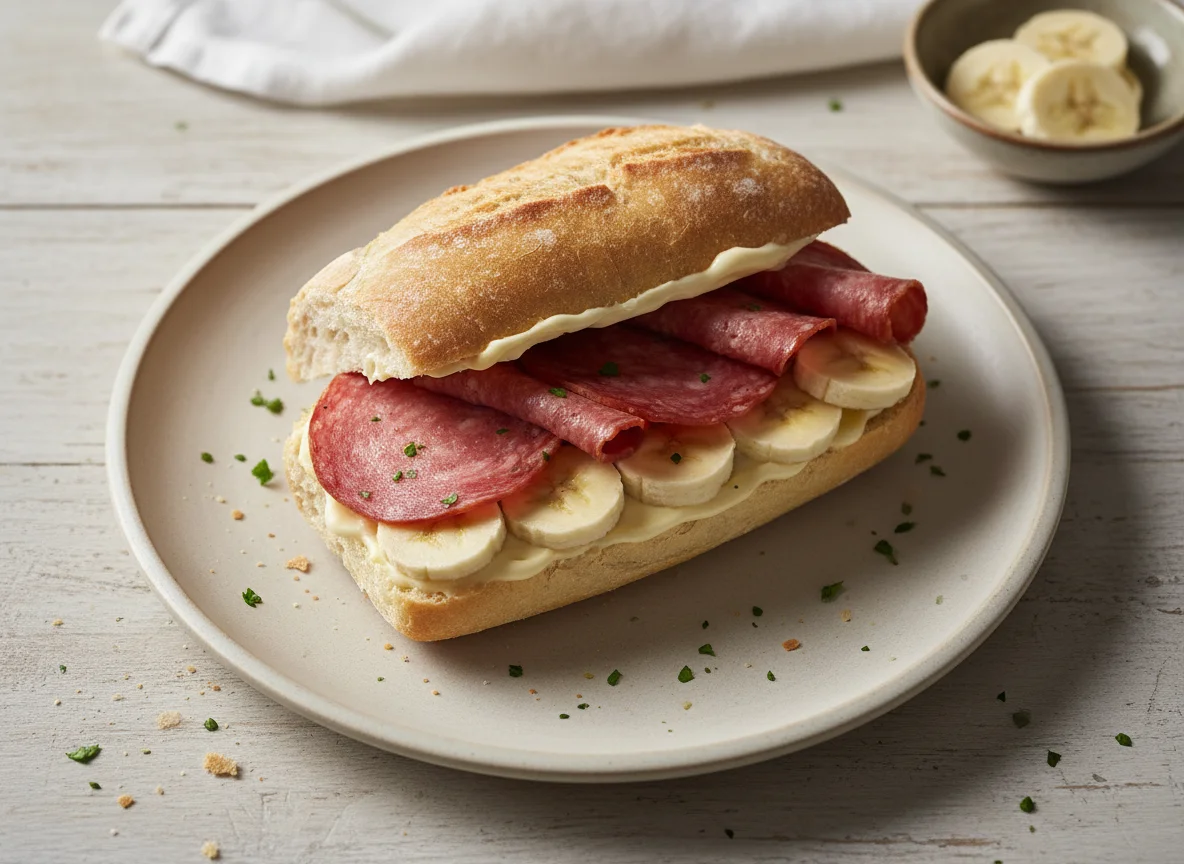 Sanduíche de salame e banana photo