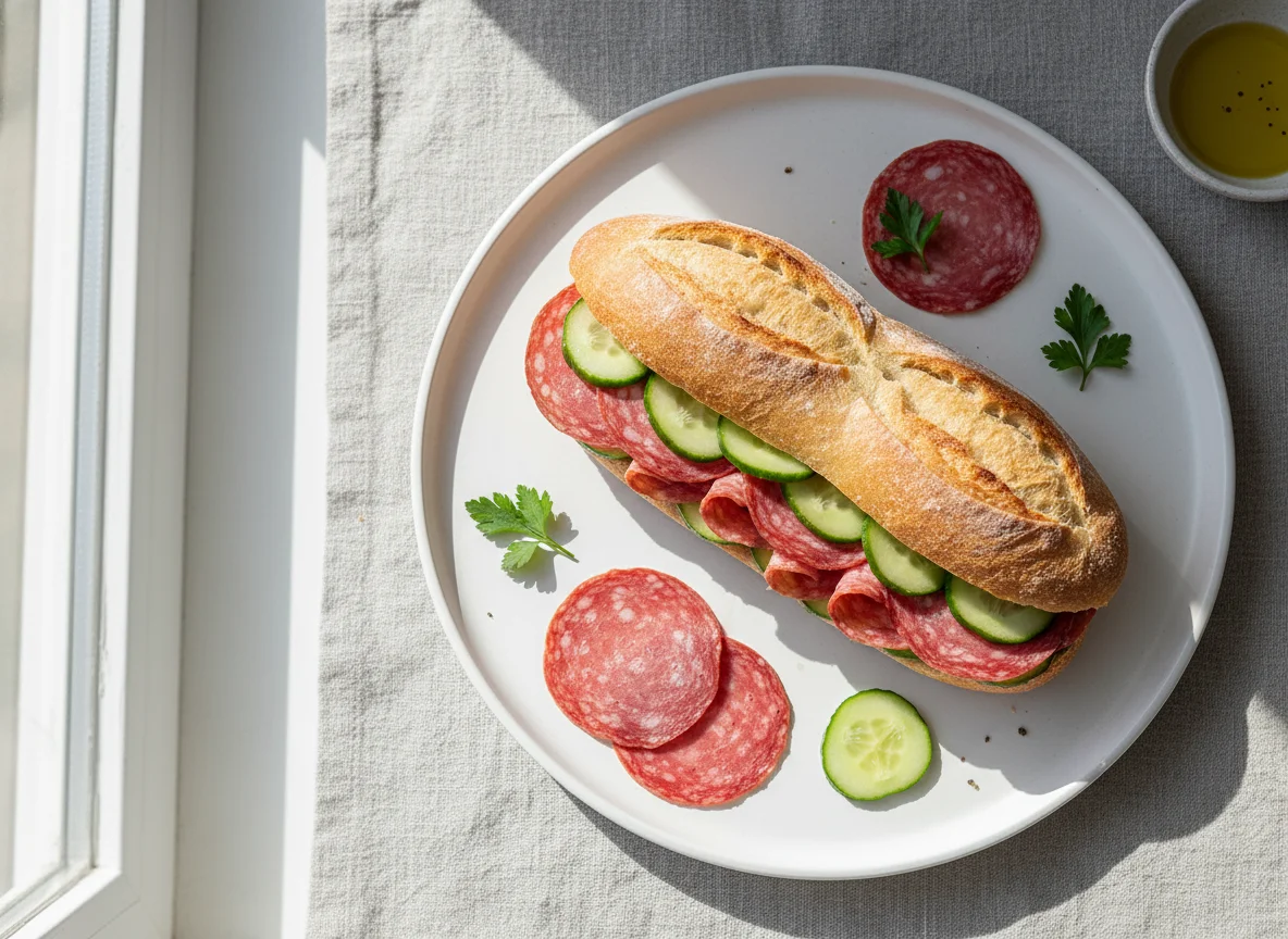 Sanduíche de Salame e Pepino photo