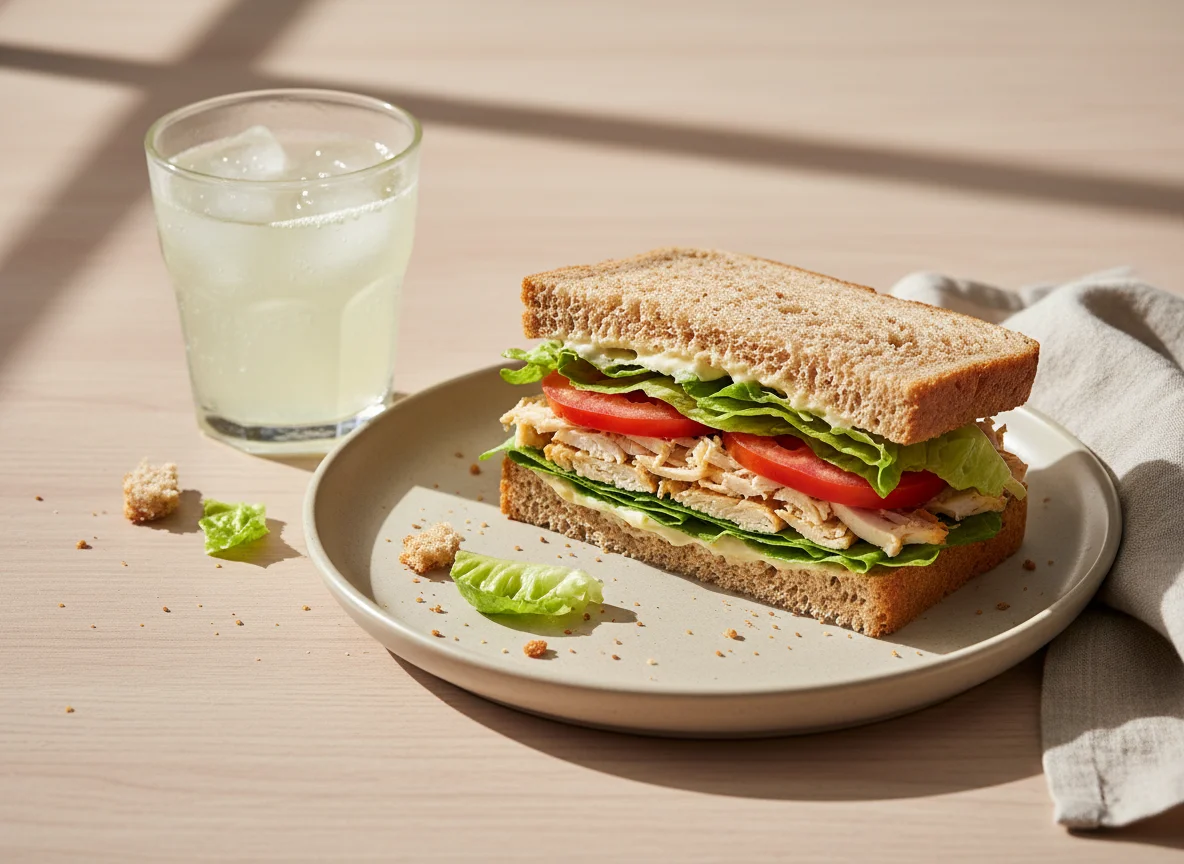 Sanduíche integral com bebida photo