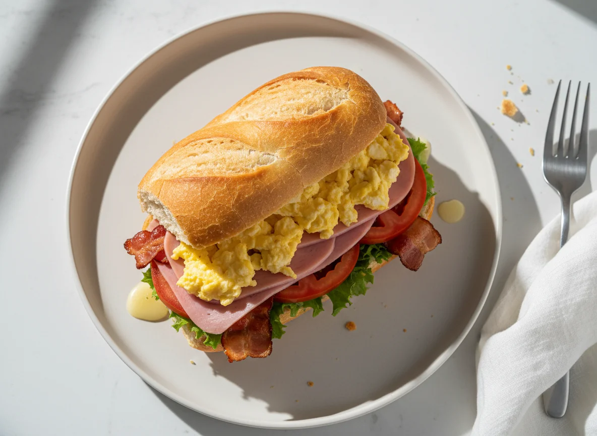 Sanduíche misto com ovo e bacon photo