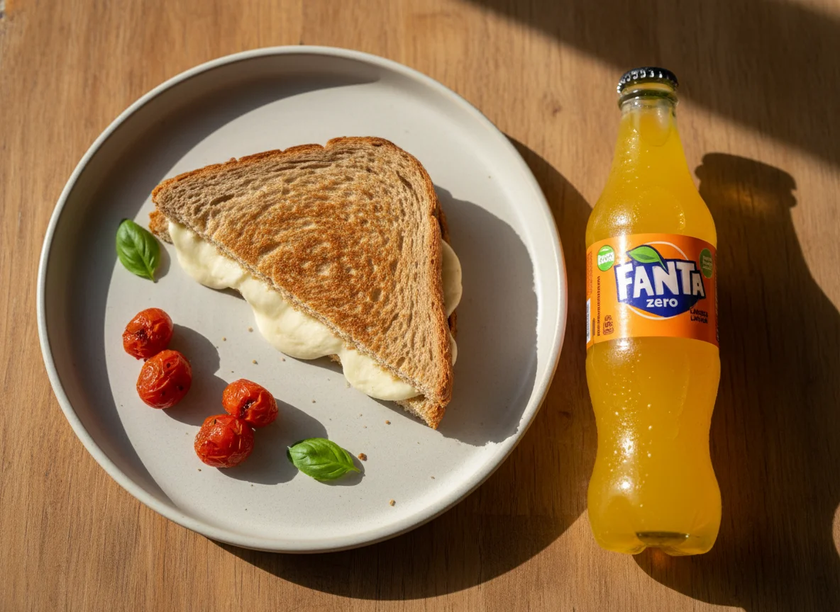 Sanduíche tostado com Fanta Zero photo
