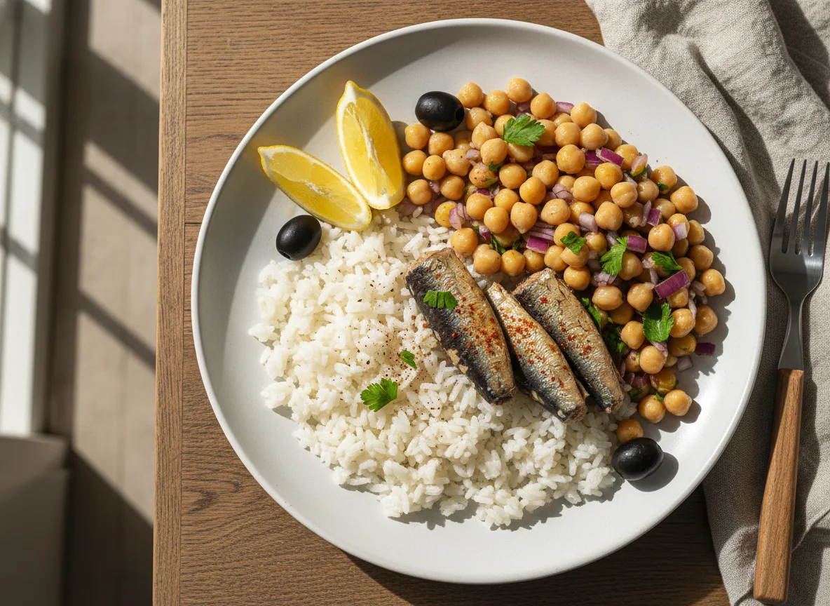 Sardinha com Grão de Bico e Arroz photo