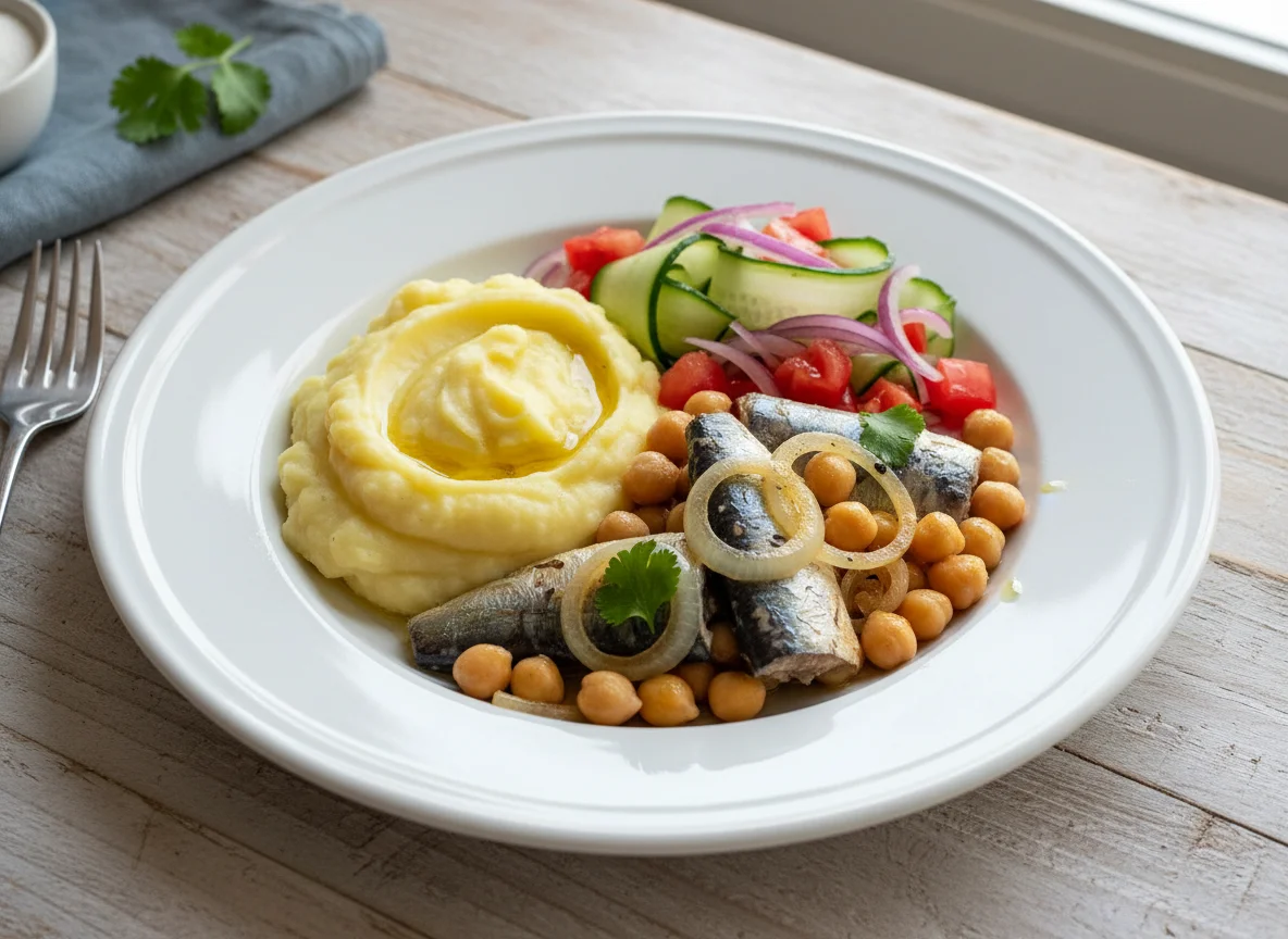 Sardinhas com Grão de Bico e Purê de Batata photo