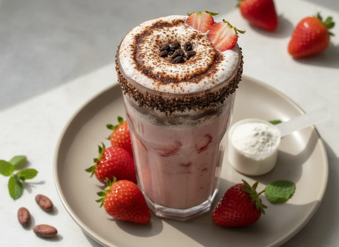 Shake de Whey com Morango e Cacau photo