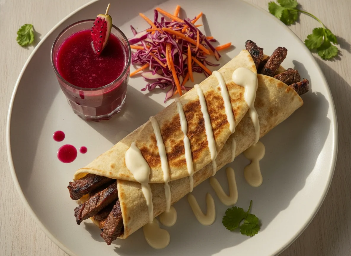 Shawarma de Carne com Sumo de Beterraba photo