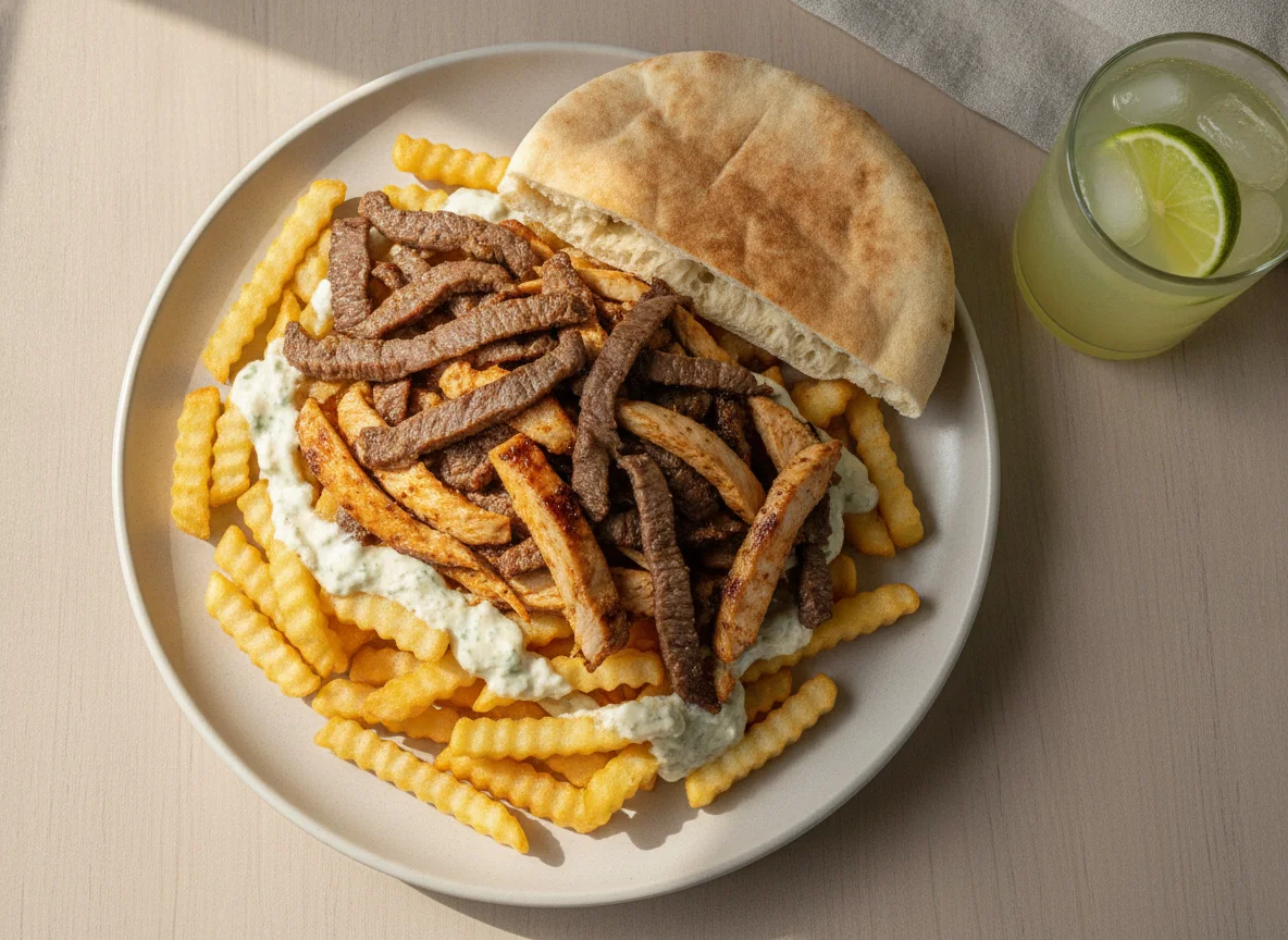 Shawarma Misto com Batata Frita e Suco photo