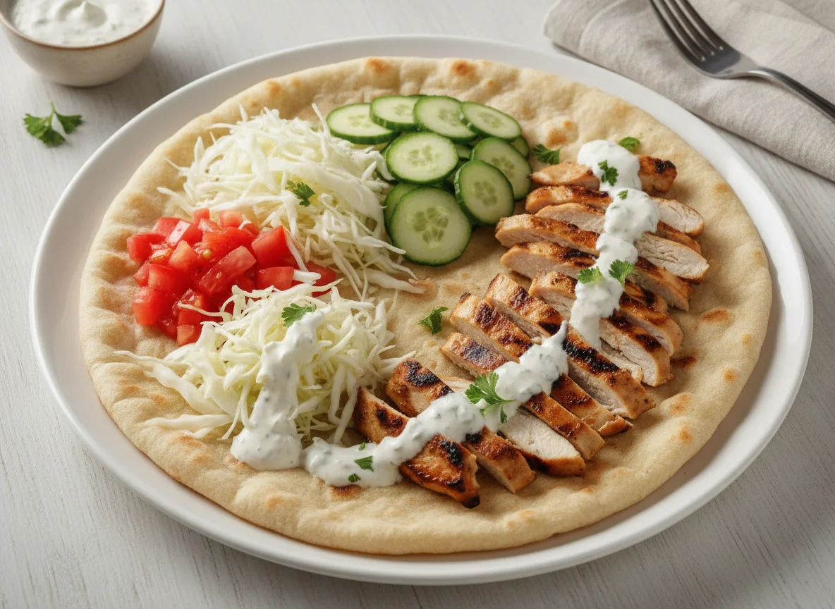 Shawarma no prato ou sanduíche aberto photo