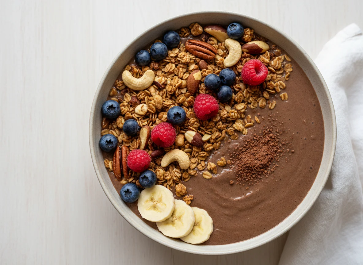 Smoothie bowl com granola e frutas photo