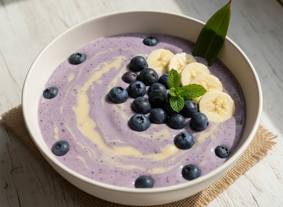 Smoothie de banana e mirtilo photo