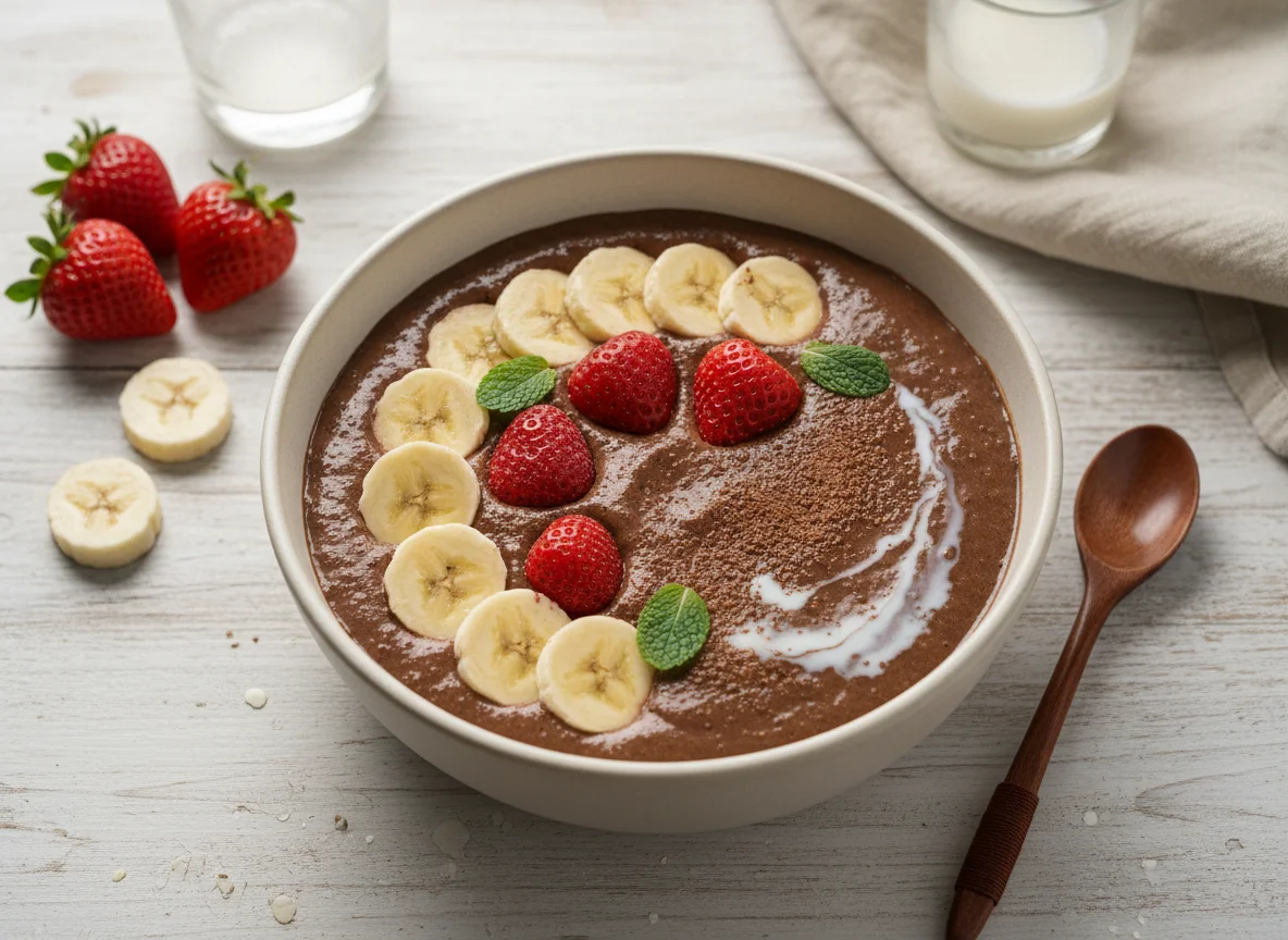 Smoothie de chocolate e frutas photo
