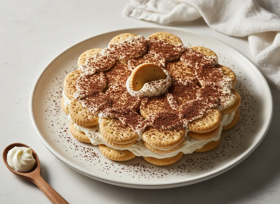 Sobremesa de biscoito e creme photo