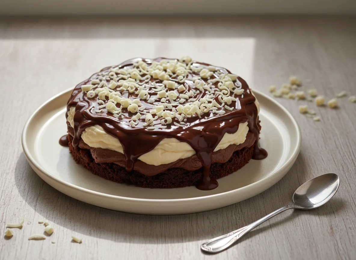 Sobremesa de chocolate e creme photo