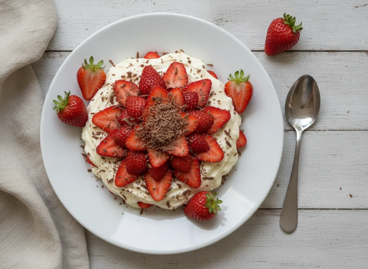 Sobremesa de Morango com Creme photo