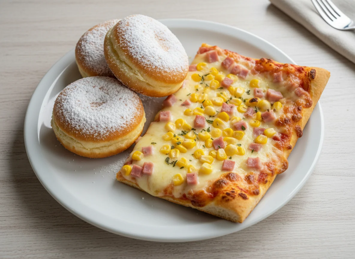 Sonhos e fatia de pizza photo