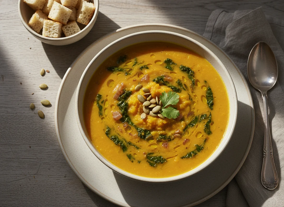 Sopa de Abóbora com Couve photo