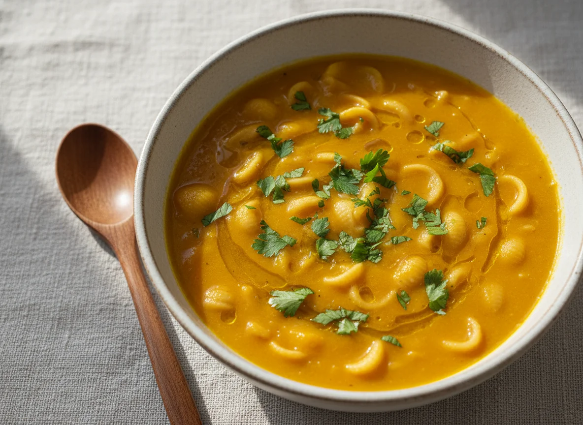 Sopa de abóbora com massa photo