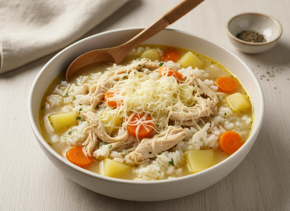Sopa de Arroz com Frango e Legumes photo