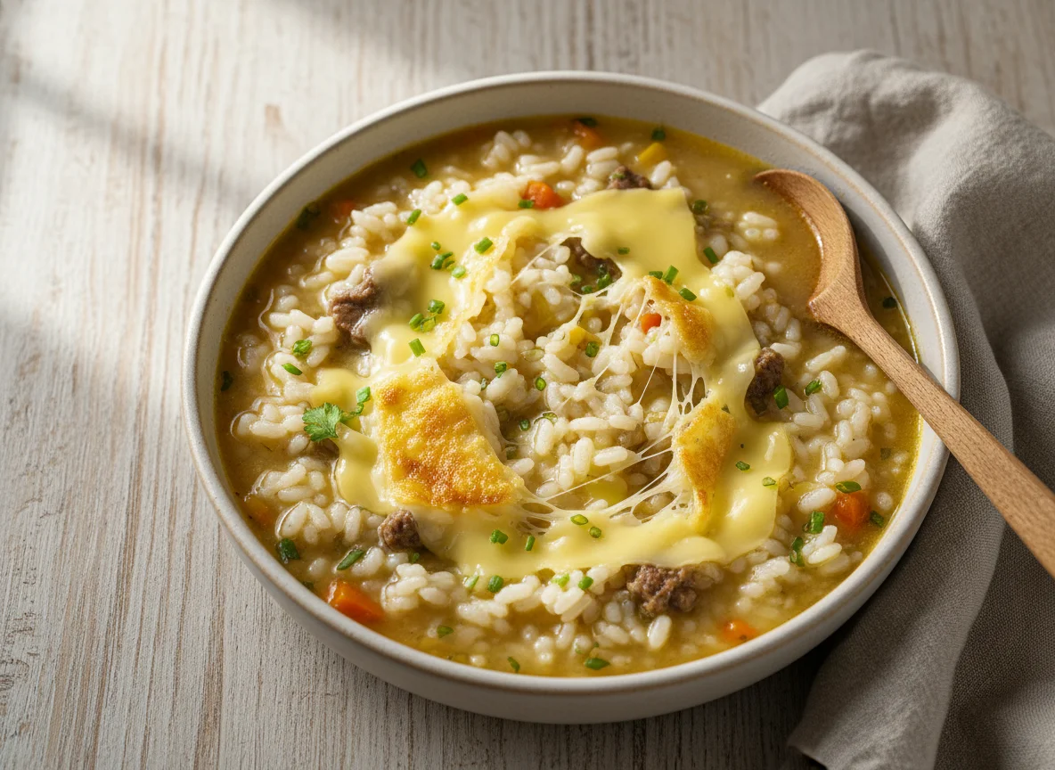Sopa de arroz com queijo photo