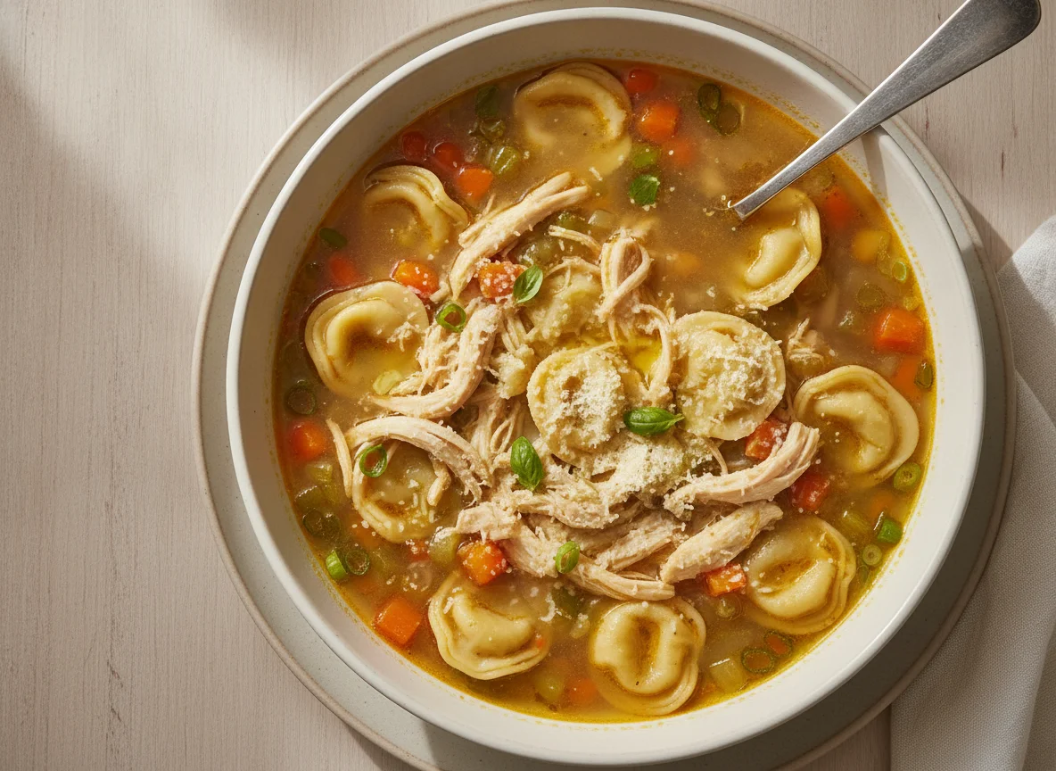 Sopa de Capeletti com Frango Desfiado e Queijo photo
