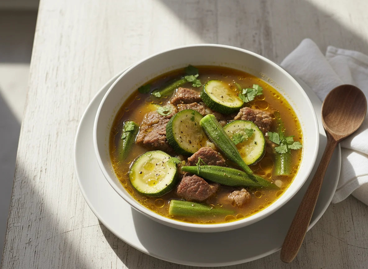 Sopa de Carne com Abobrinha e Quiabo photo