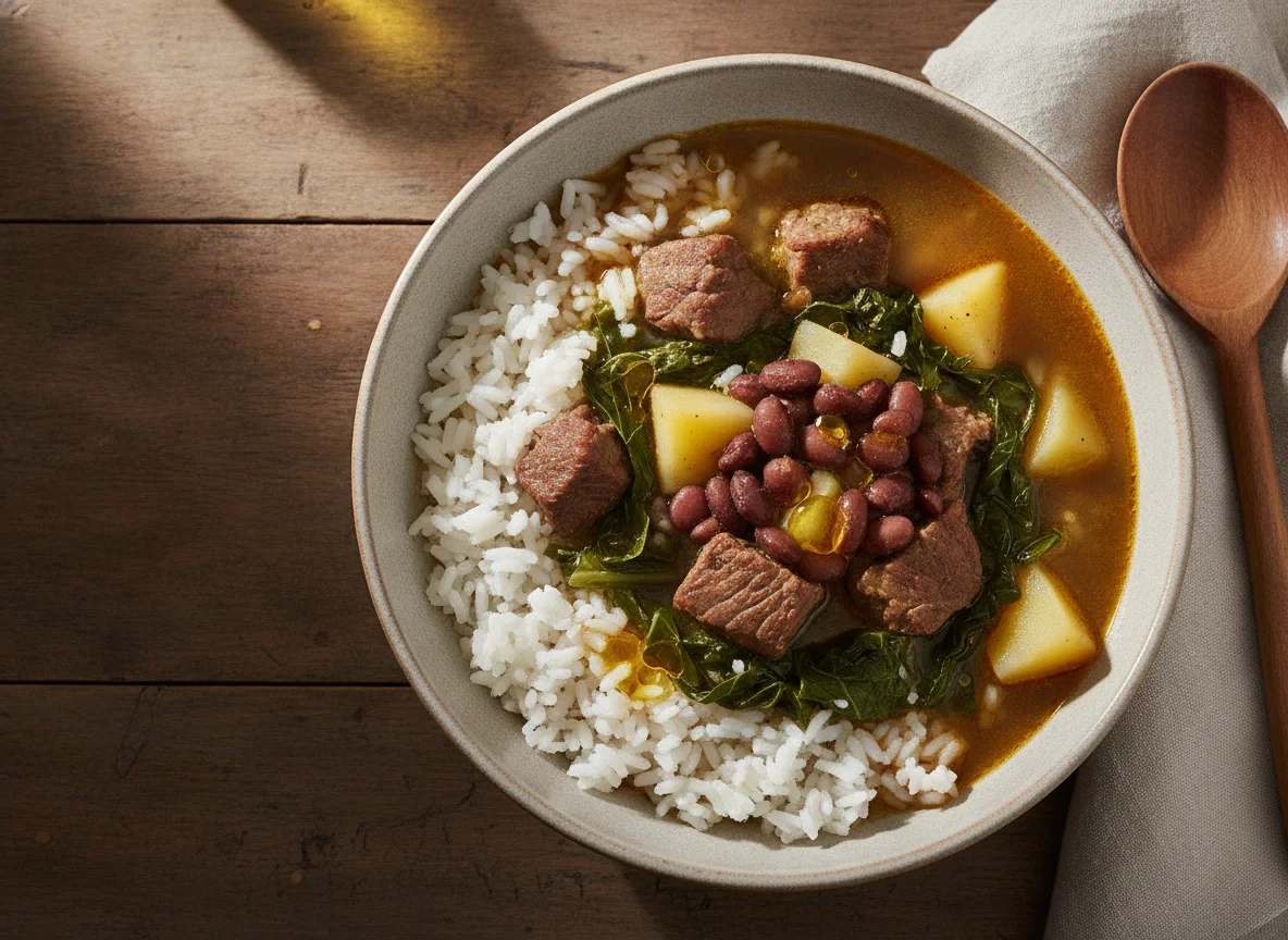 Sopa de Carne com Arroz e Legumes photo
