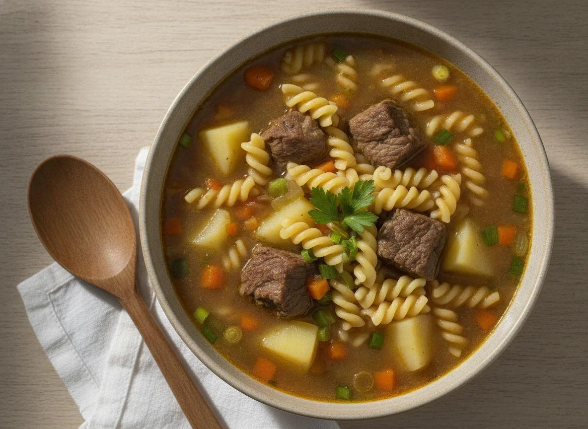 Sopa de Carne com Macarrão e Batata photo