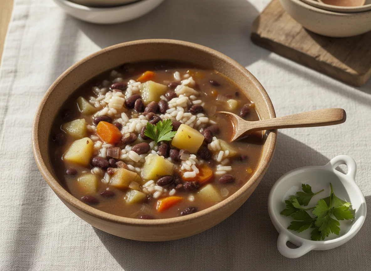 Sopa de Feijão com Legumes e Arroz photo