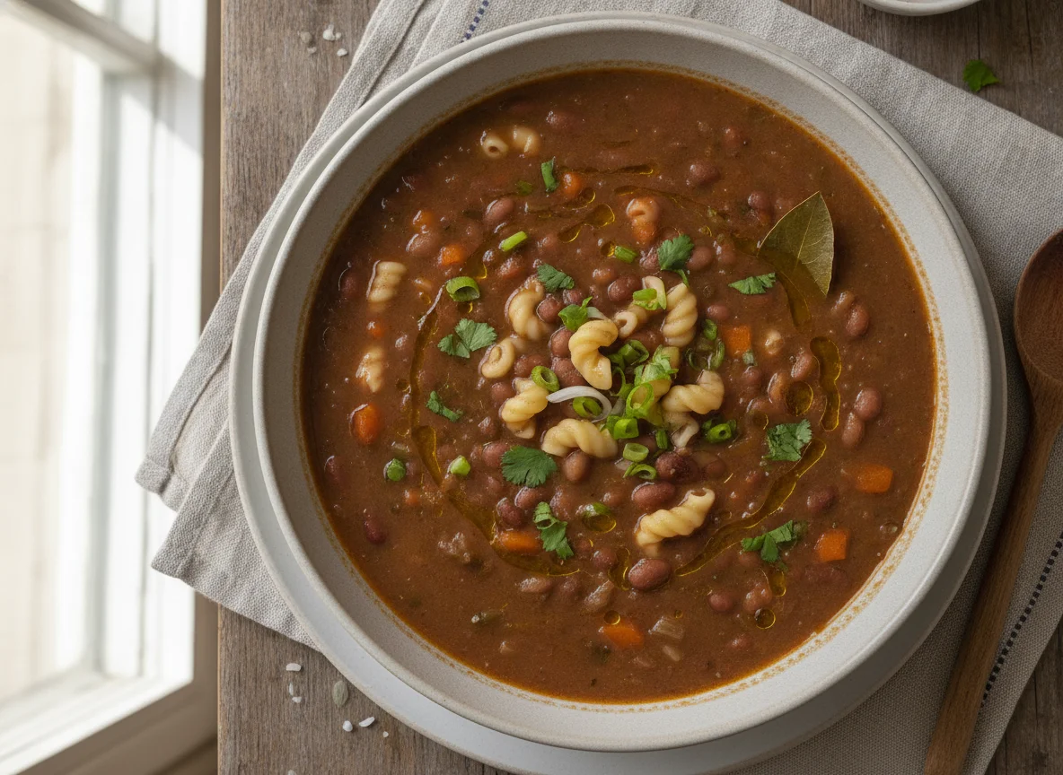 Sopa de feijão com macarrão photo