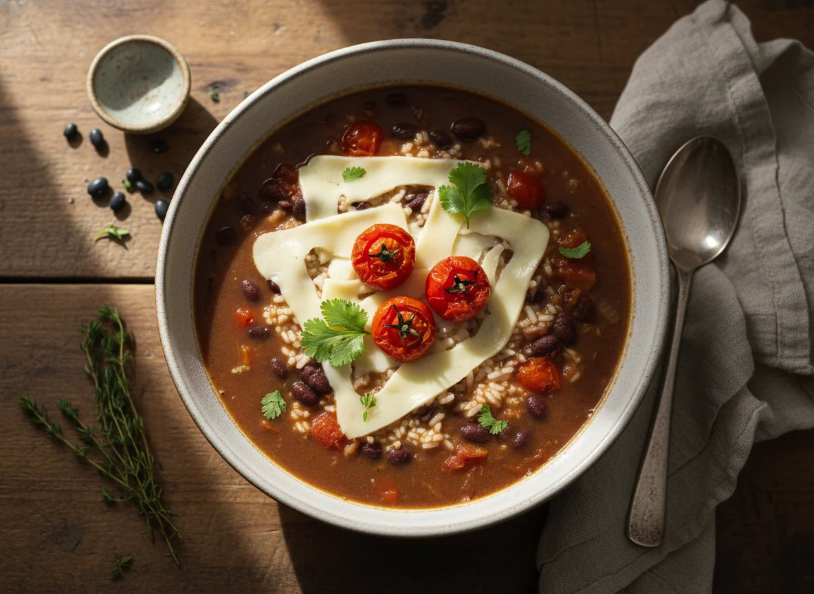 Sopa de Feijão com Queijo e Tomate photo