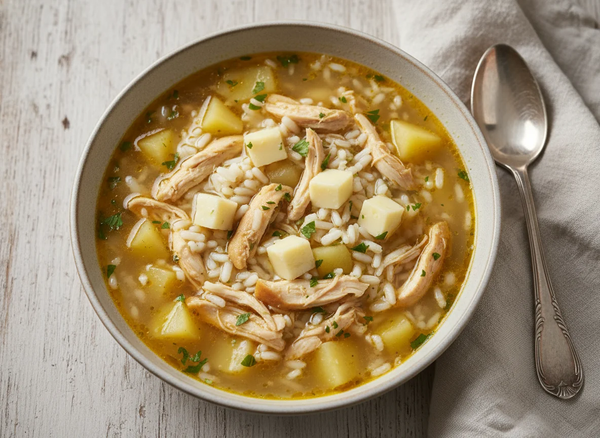 Sopa de Frango com Arroz e Queijo photo