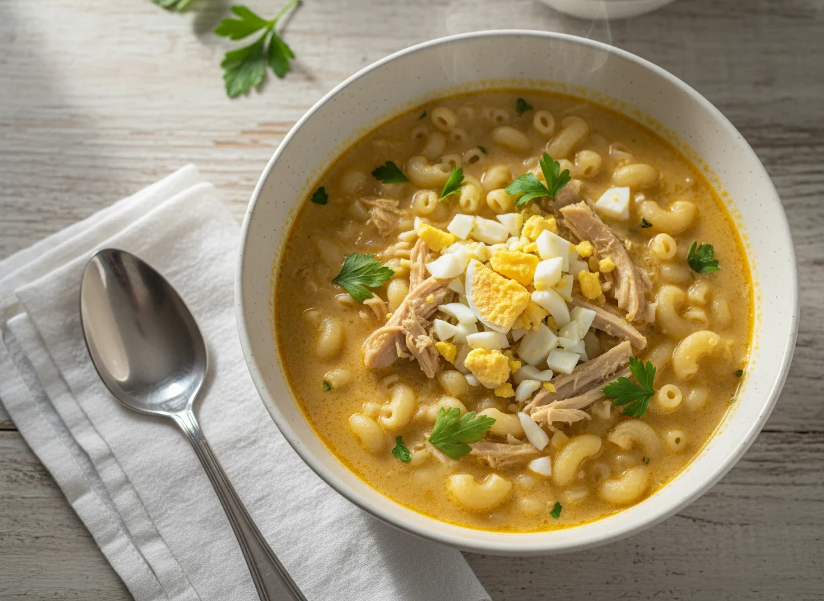 Sopa de frango com macarrão photo