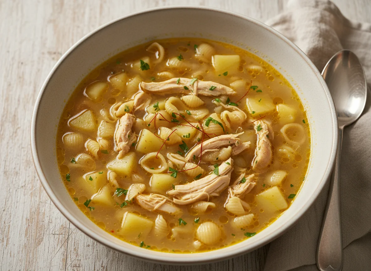 Sopa de Frango com Massa e Batata photo