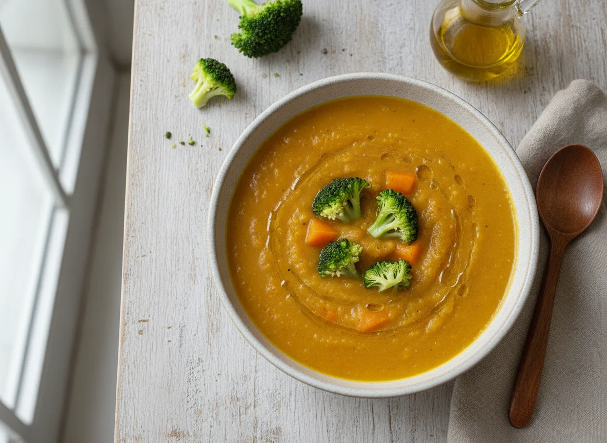 Sopa de legumes com brócolos photo