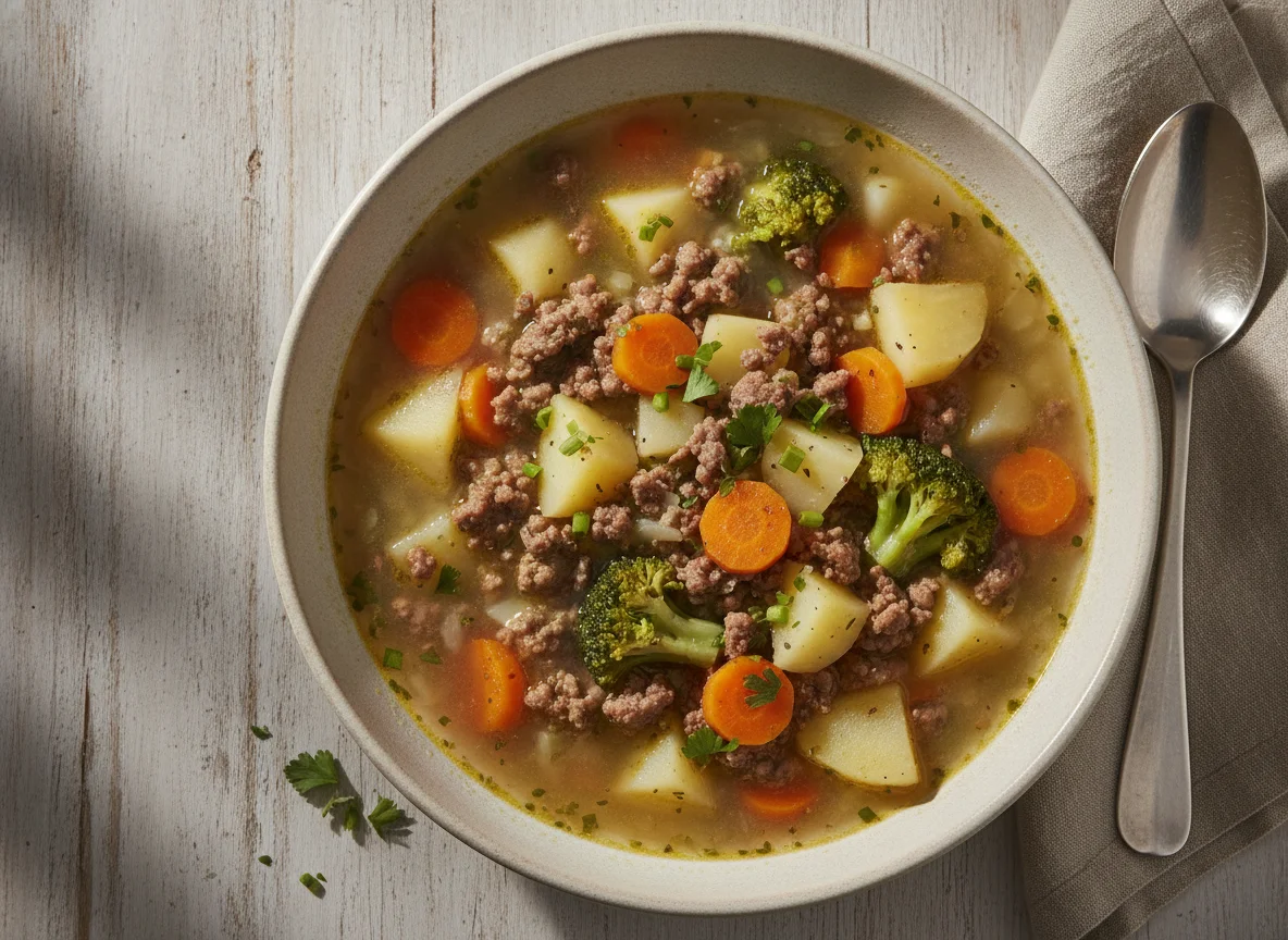 Sopa de legumes com carne moída photo