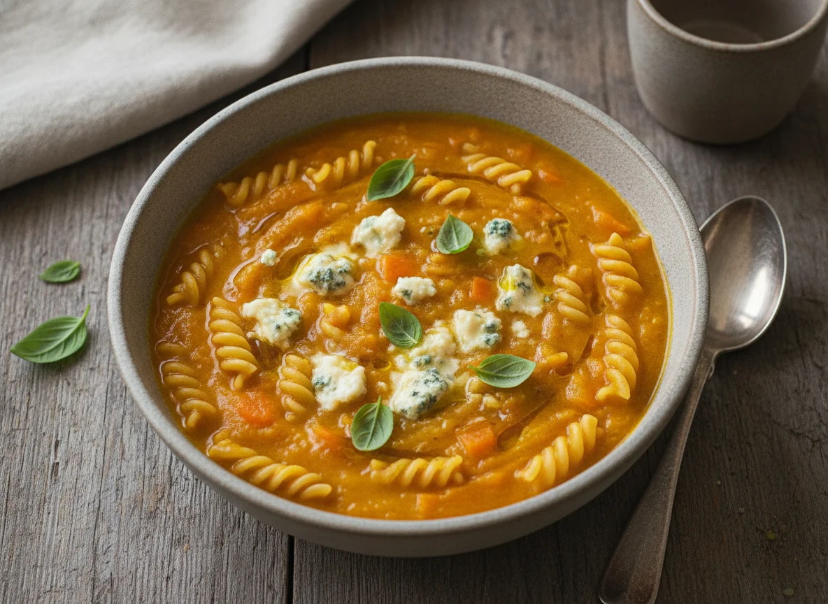Sopa de legumes com macarrão e gorgonzola photo