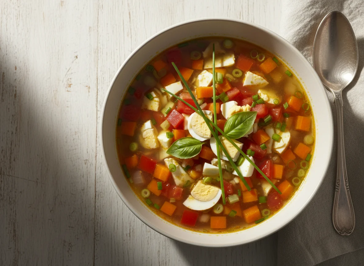 Sopa de Legumes com Ovo photo