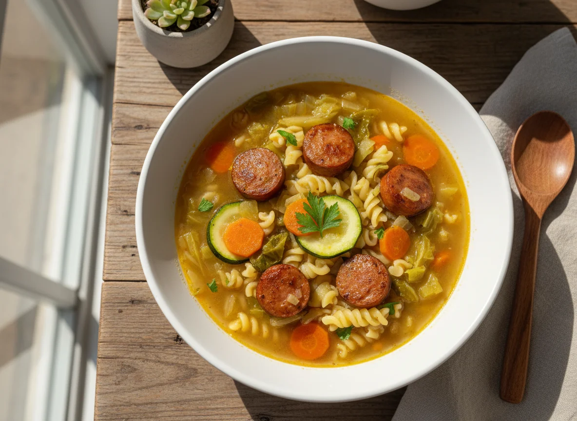 Sopa de legumes com salsicha photo