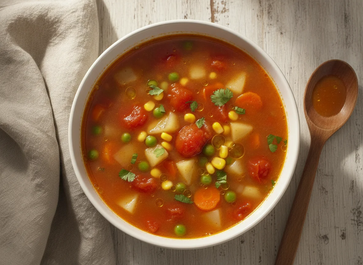 Sopa de legumes com tomate photo