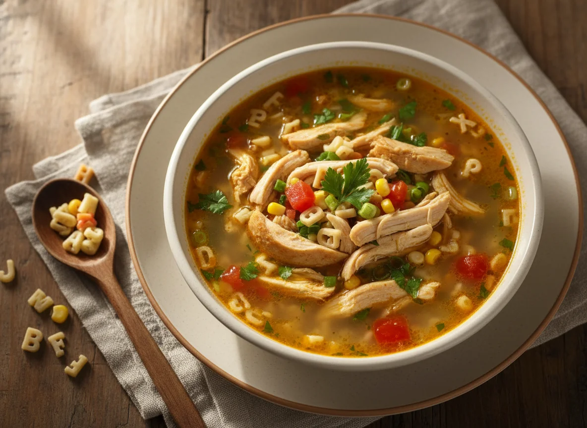 Sopa de letras com frango photo