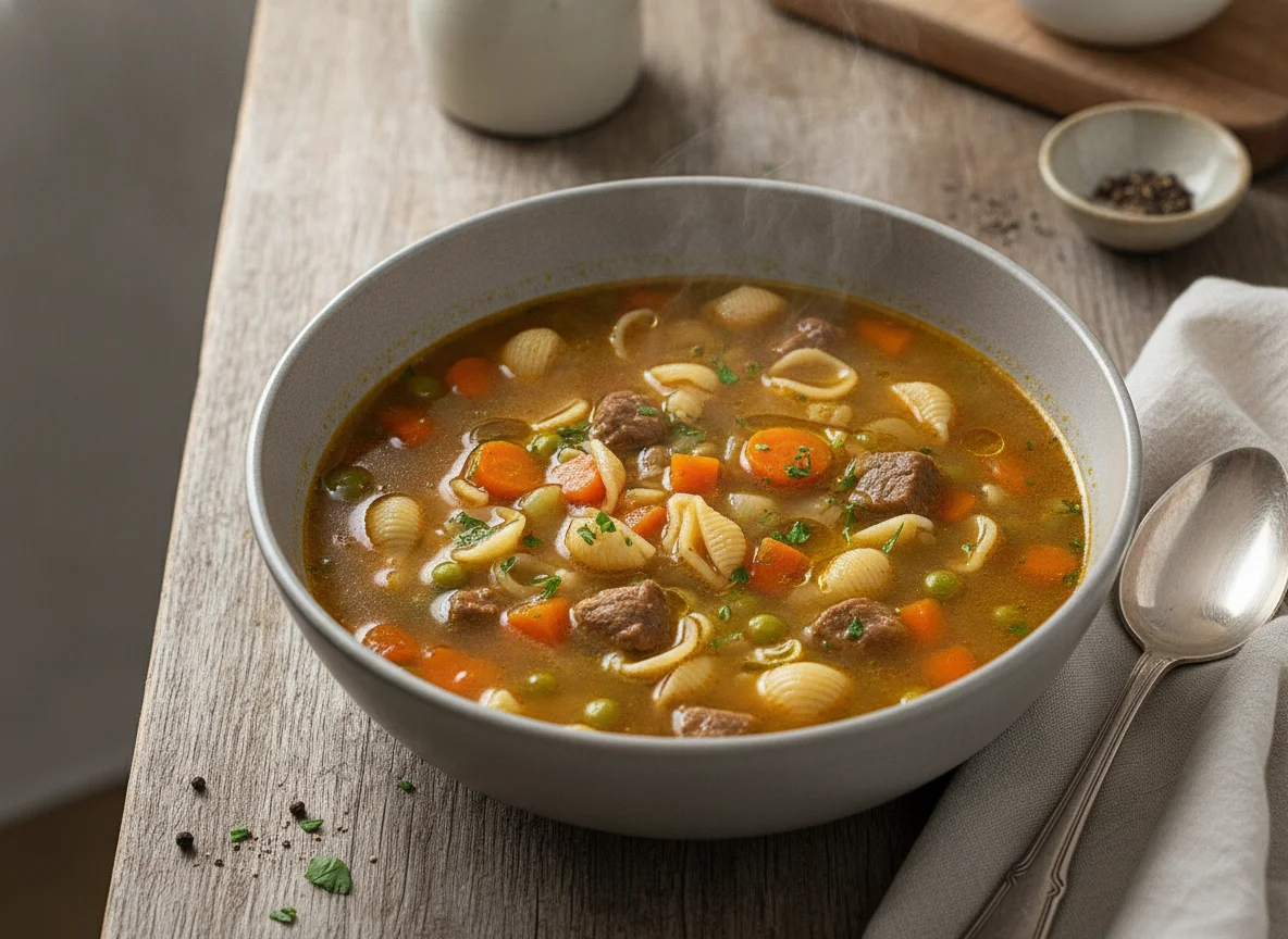 Sopa de macarrão com legumes photo