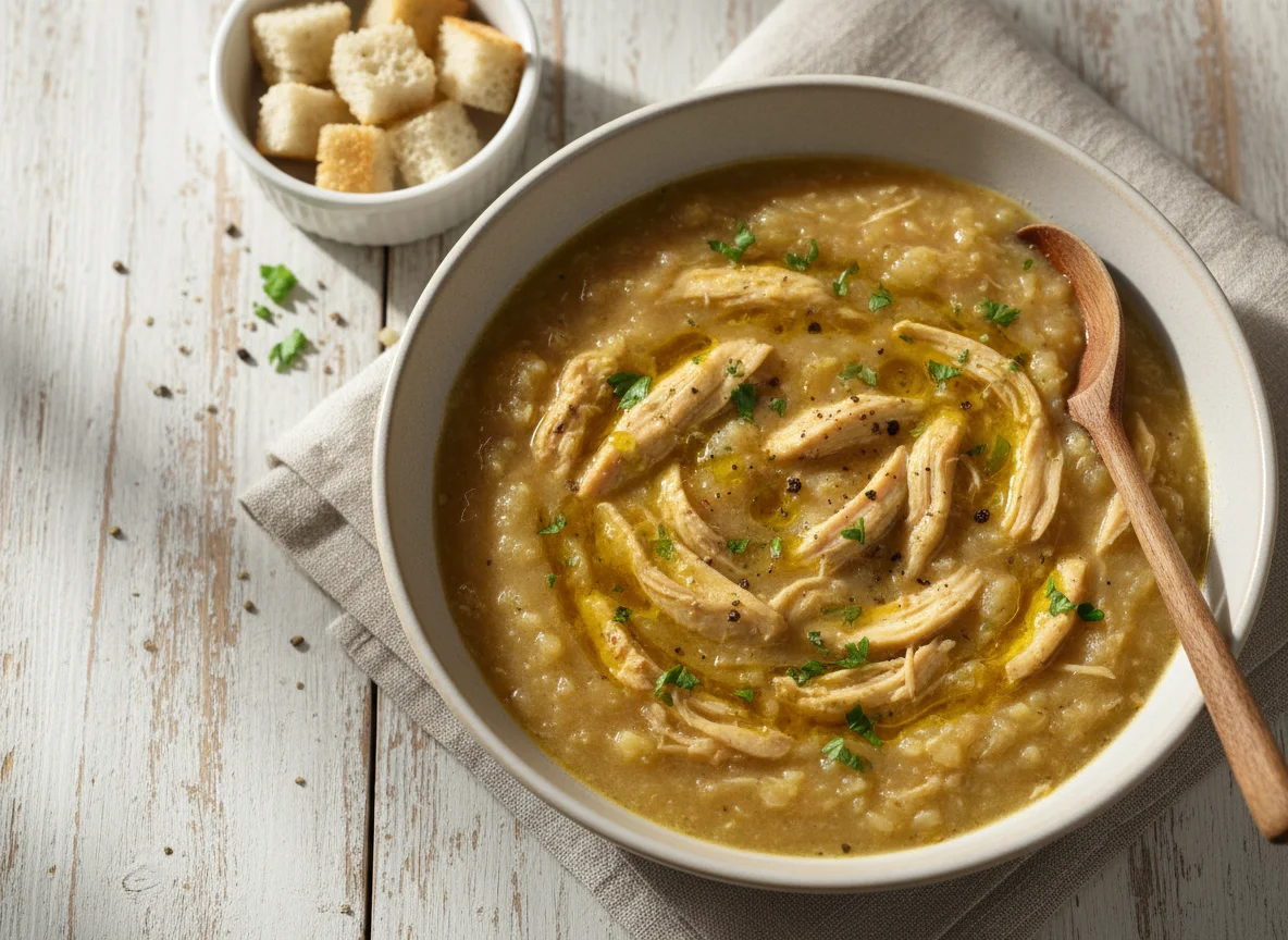Sopa de Mandioca com Frango Desfiado photo
