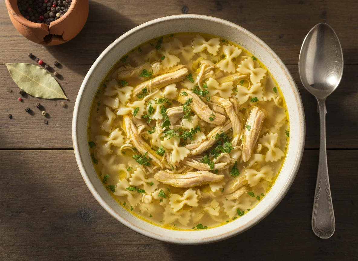 Sopa de massinha com frango photo