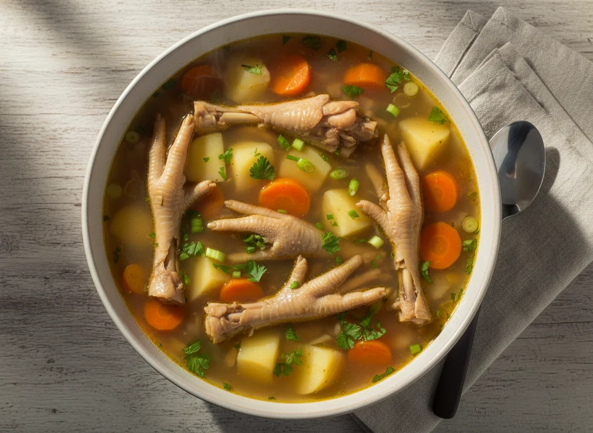 Sopa de Pé de Galinha com Legumes photo