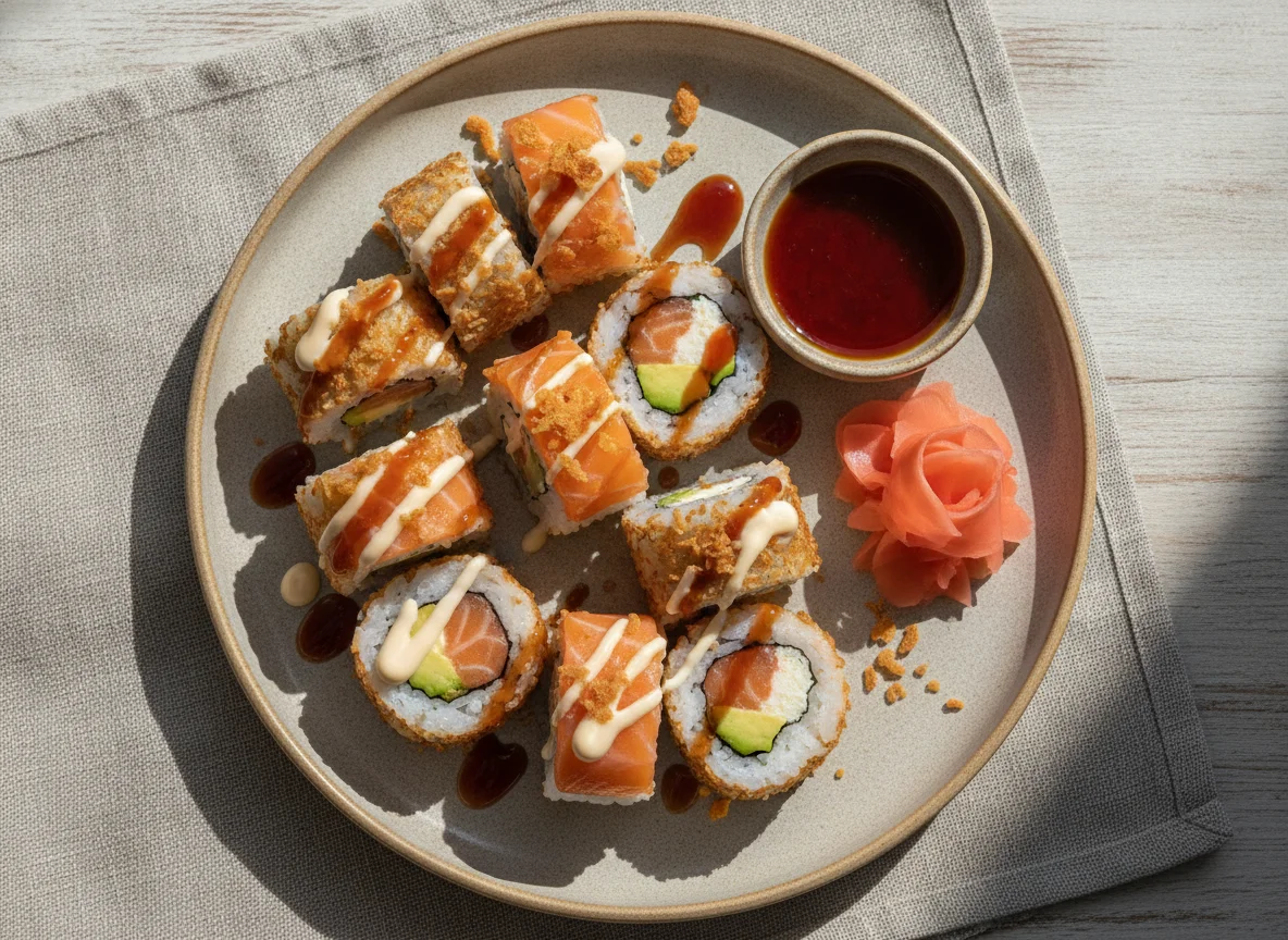 Sortido de Sushi com Molho photo